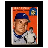 1954 Topps #187 Heine Manush VG to VG-EX+