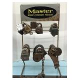 Vtg. Master Lock Counter Display w/ 35 locks