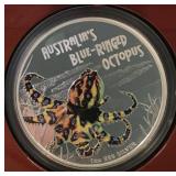 2008 Perth Mint Blue-Ringed Octopus 1oz. Silver