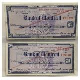 1940 Bank of Montreal Traveller's Cheques