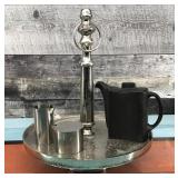 Metal Display, Teapot, Stelton Cream & Sugar Set