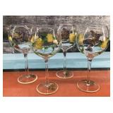 Decorated Wine Glasses (4)