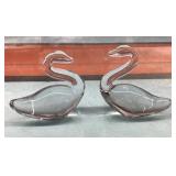 Glass swans - not marked