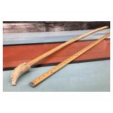 Wooden walking stick w/ carved bone top