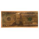 US $20 24K gold foil note