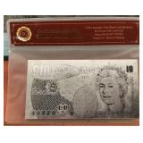 Gold Banknote 24K - English 10 punds