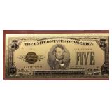 US $5 24K gold foil note