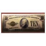 US $10 24K gold foil note