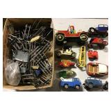 Lot of vtg. train tracks & toy car parts