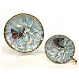 Rare Aynsley Butterfly And Blue Chrysanthemum