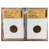 Graded 1962-P & 1967-P US pennies