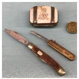 Vtg. shell purse & pocket knives