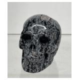 Snowflake Obsidian Realistic Skull Carving 2'