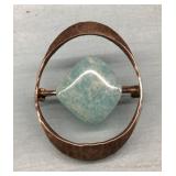 Vtg. Norwegian silver brooch w/ gemstone