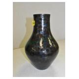 Urn, India, hand wrought, 11"M T,colorful