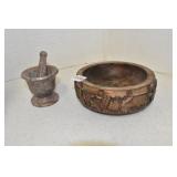 African, Carved Mortar 6.5 x 2 1/2"T &