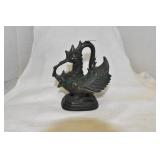 Winged Dragon Sculpture, Bronzed over Brass