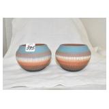 Native American Small Pots, pair,signed