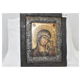 Catholic Icon, 9x10, Paint on Wood.