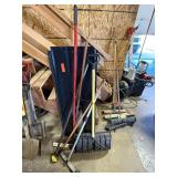 Shovels, squeegees, long handled magnets