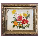 Vintage Floral Crewel Embroidery