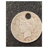 1922 Holed Liberty Silver Dollar