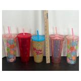 Plastic Tumblers with Straws