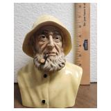 Vintage Glazed Ceramic Fisher Man Bust