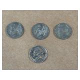 1961 Uncirculated Nickel and 3 War Nickles