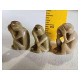 Soap Stone Hand Carved 'Three Wise Monkeys'