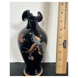 Fenton Black Autumn Leaf Vase Signed