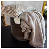 Storage Ottoman with Blanket and Pillow