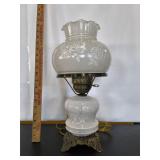 Vintage Frosted Glass Hurricane Lamp