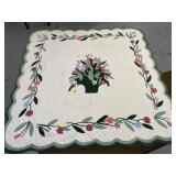 84' x 84' Vintage 'Tulips in a Basket' Quilt