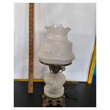 Vintage White Satin Frosted Hurricane Lamp