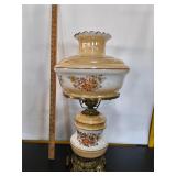 Vintage Floral Pearlescent Hurricane Parlor Lamp