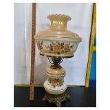 Vintage L&L WMC Floral Hurricane Lamp
