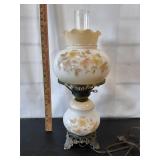 Vintage L&L WMC Floral Hurricane Lamp