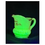 Vintage Heisey Slag Uranium Glass Souvenir Creamer
