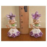 Vintage Napco Violet Flower Girl Shakers
