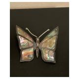 Mexico Sterling Abalone Shell Butterfly Brooch