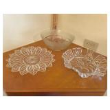 Vintage Clear Glass Platters and Bowl