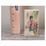 Vintage Hand Painted White Marble Paperweight