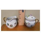 Porcelain Sugar Bowl and Creamer