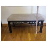 Metal and Beige Upholstered Bench