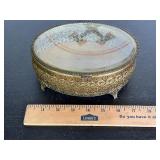 Vintage Trinket Box with Beveled Glass Lid