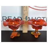 Vintage Amberina Viking Glass Candle Holders