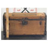 Vintage Wood and Iron Banded Travel Trunk