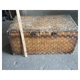 Vintage Woven Rattan or Bamboo Storage Trunk