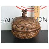 Vintage Ceramic Walnut Lidded Dish